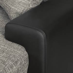 Canapé panoramique Berrings Imitation cuir / Tissu structuré - Noir / Gris - Méridienne courte à droite (vue de face)