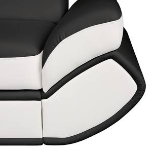 Canapé panoramique Black Rock Cuir synthétique - Noir / Blanc - Méridienne courte à gauche / longue à droite (vue de face)