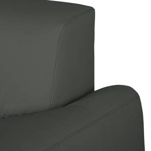 Canapé panoramique Bollon Imitation cuir - Gris foncé - Méridienne courte à droite (vue de face) - Fonction couchage