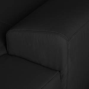Canapé panoramique Bollon Imitation cuir - Noir - Méridienne courte à droite (vue de face) - Fonction couchage