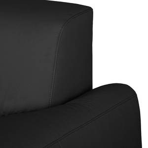 Canapé panoramique Bollon Imitation cuir - Noir - Méridienne courte à droite (vue de face) - Fonction couchage
