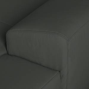 Canapé panoramique Bollon Imitation cuir - Gris foncé - Méridienne courte à droite (vue de face) - Sans fonction