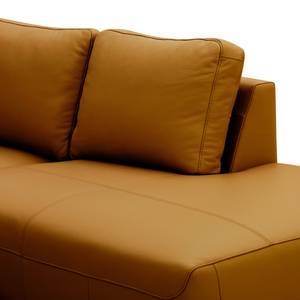 Wohnlandschaft Bora Echtleder Echtleder Neka: Cognac - Longchair davorstehend links / Ottomane rechts - Eiche