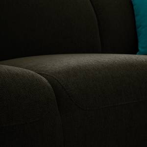 Wohnlandschaft Bora II Webstoff Webstoff Saia: Schwarz-Braun - Longchair davorstehend links / Ottomane rechts