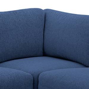 Wohnlandschaft Bora Webstoff Webstoff Anda II: Blau - Longchair davorstehend links / Ottomane rechts - Edelstahl