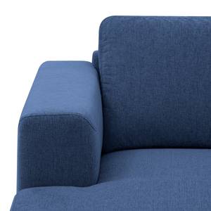 Wohnlandschaft Bora Webstoff Webstoff Anda II: Blau - Longchair davorstehend links / Ottomane rechts - Eiche