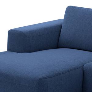 Wohnlandschaft Bora Webstoff Webstoff Anda II: Blau - Longchair davorstehend links / Ottomane rechts - Eiche