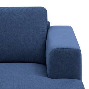 Wohnlandschaft Bora Webstoff Webstoff Anda II: Blau - Longchair davorstehend rechts / Ottomane links - Eiche