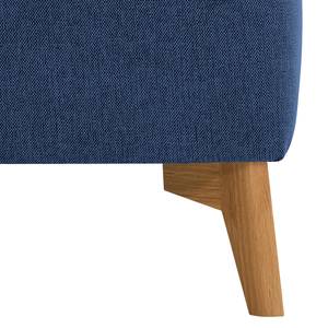 Wohnlandschaft Bora Webstoff Webstoff Anda II: Blau - Longchair davorstehend rechts / Ottomane links - Eiche