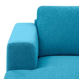 Zithoek Bora geweven stof Geweven stof Anda II: Turquoise - Longchair vooraanzicht rechts/Ottomaan links - Eik