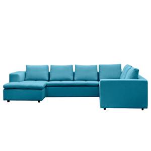 Zithoek Brooklyn II geweven stof Geweven stof Anda II: Turquoise - Longchair vooraanzicht links