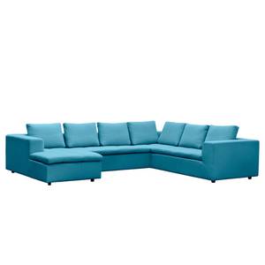 Zithoek Brooklyn II geweven stof Geweven stof Anda II: Turquoise - Longchair vooraanzicht links