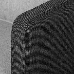 Wohnlandschaft Cromwell Webstoff Grau / Schwarz - Longchair davorstehend links / Ottomane rechts