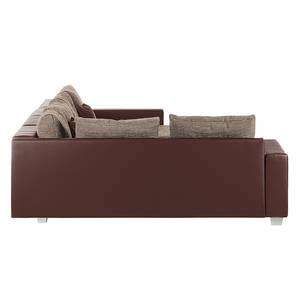 Canapé modulable Dublin (convertible) Imitation cuir / Tissu structuré - Marron / Beige