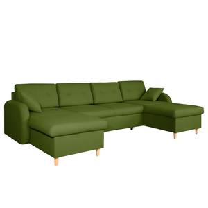 Canapé panoramique Eastville Convertible- Tissu - Vert vieilli - Avec fonction couchage