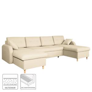 Canapé panoramique Eastville Convertible- Tissu - Beige clair - Avec fonction couchage