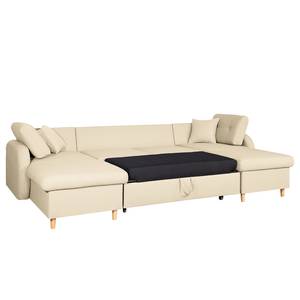 Canapé panoramique Eastville Convertible- Tissu - Beige clair - Avec fonction couchage