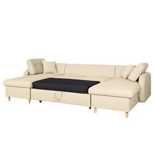 Canapé panoramique Eastville Convertible- Tissu - Beige clair - Avec fonction couchage