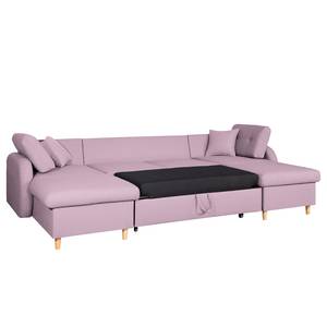 Canapé panoramique Eastville Convertible- Tissu - Mauve - Avec fonction couchage