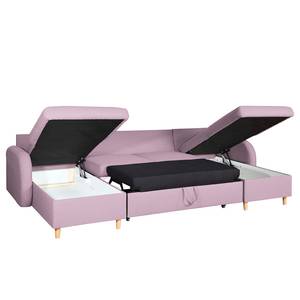 Canapé panoramique Eastville Convertible- Tissu - Mauve - Avec fonction couchage