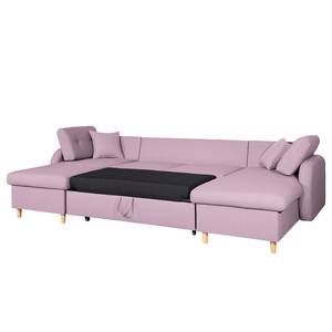 Canapé panoramique Eastville Convertible- Tissu - Mauve - Avec fonction couchage