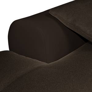 Canapé panoramique Eulo Tissu / Imitation cuir - Marron - Méridienne courte à gauche / longue à droite (vue de face)