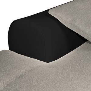 Canapé panoramique Eulo Tissu / Imitation cuir - Noir / Cappuccino - Méridienne courte à gauche / longue à droite (vue de face)