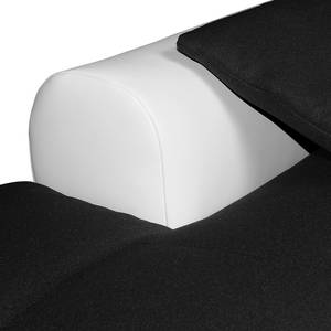 Canapé panoramique Eulo Tissu / Imitation cuir - Blanc / Noir - Méridienne courte à gauche / longue à droite (vue de face)