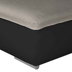 Canapé panoramique Eulo Tissu / Imitation cuir - Noir / Cappuccino - Méridienne courte à droite / longue à gauche (vue de face)
