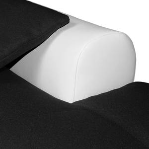 Canapé panoramique Eulo Tissu / Imitation cuir - Blanc / Noir - Méridienne courte à droite / longue à gauche (vue de face)