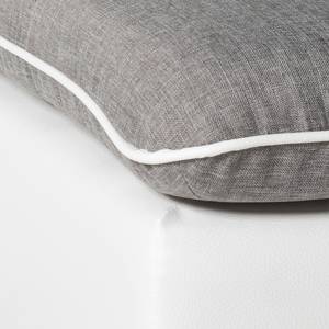 Canapé modulable Finlay Cuir synthétique blanc / Tissu gris - Chaise longue à droite (vue de face)