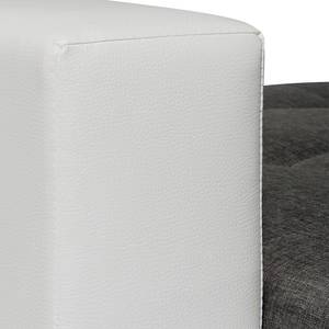 Canapé modulable Finlay Cuir synthétique blanc / Tissu gris - Chaise longue à droite (vue de face)