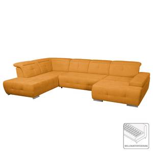 Wohnlandschaft Grafton Webstoff Orange - Longchair davorstehend rechts / Ottomane links - Schlaffunktion