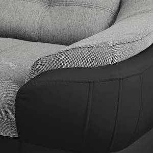 Canapé panoramique Gramat Imitation cuir / Tissu - Noir / Gris clair - Méridienne courte à gauche / longue à droite (vue de face)