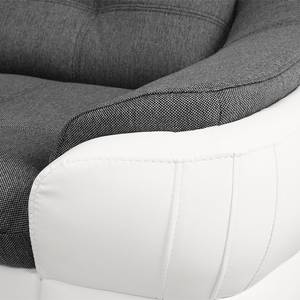 Canapé panoramique Gramat Imitation cuir / Tissu - Blanc / Gris - Méridienne courte à gauche / longue à droite (vue de face)