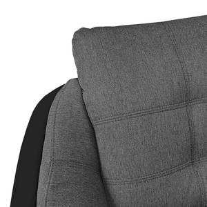 Zithoek Gramat (met slaapfunctie) kunstleer/geweven stof - Zwart/grijs - Longchair vooraanzicht rechts/Ottomaan links
