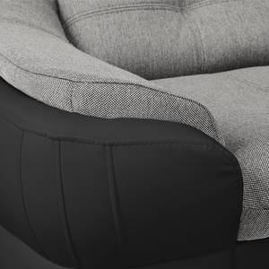 Canapé panoramique Gramat Imitation cuir / Tissu - Noir / Gris clair - Méridienne courte à droite / longue à gauche (vue de face)