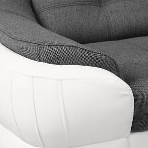 Canapé panoramique Gramat Imitation cuir / Tissu - Blanc / Gris - Méridienne courte à droite / longue à gauche (vue de face)