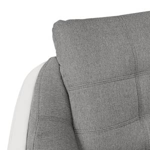 Canapé panoramique Gramat Imitation cuir / Tissu - Blanc / Gris clair - Méridienne courte à droite / longue à gauche (vue de face)