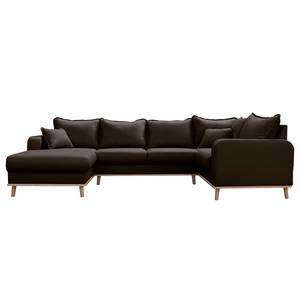 Wohnlandschaft Greeneville Strukturstoff - Espresso - Longchair davorstehend links