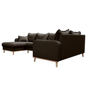 Wohnlandschaft Greeneville Strukturstoff - Espresso - Longchair davorstehend links