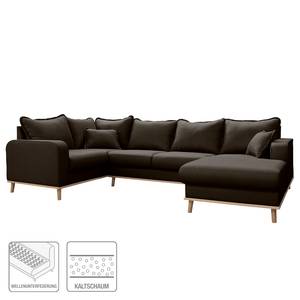 Wohnlandschaft Greeneville Strukturstoff - Espresso - Longchair davorstehend rechts