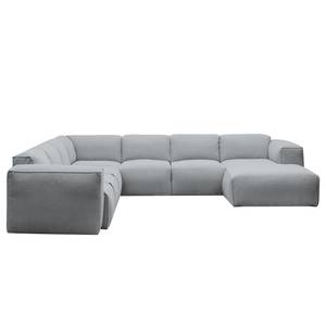 Wohnlandschaft Hudson II Webstoff Webstoff Anda II: Silber - Longchair davorstehend rechts