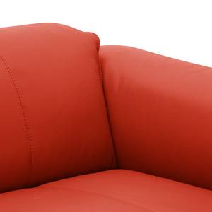 Canapé panoramique HUDSON Cuir véritable Neka : Rouge - Méridienne courte à droite / longue à gauche (vue de face)
