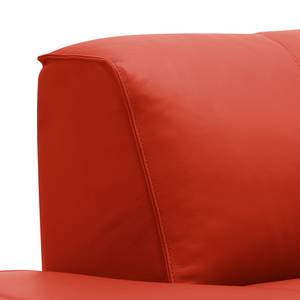 Canapé panoramique HUDSON Cuir véritable Neka : Rouge - Méridienne courte à droite / longue à gauche (vue de face)