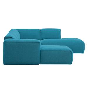 Zithoek HUDSON Geweven stof Anda II: Turquoise - Longchair vooraanzicht links/Ottomaan rechts