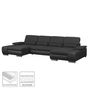 Canapé panoramique convertible Infinity Imitation cuir / Tissu - Noir