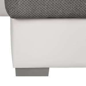 Canapé panoramique Livermore Imitation cuir / Tissu - Blanc / Gris clair - Méridienne courte à gauche / longue à droite (vue de face)