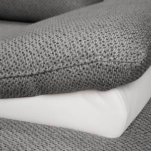 Canapé panoramique Livermore Imitation cuir / Tissu - Blanc / Gris clair - Méridienne courte à droite / longue à gauche (vue de face)