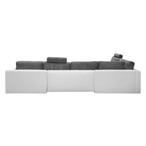 Canapé panoramique Marit (convertible) Imitation cuir blanc / Microfibre gris foncé